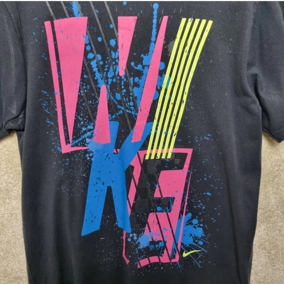 Vintage Nike T Shirt Mens Size Large Spell Out Neon Graphics Black - Picture 4 of 9